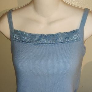 Vintage Light Blue Lace Tunic Tank 90s